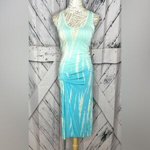 YFB tie dye racerback blue gray maxi ruched dress